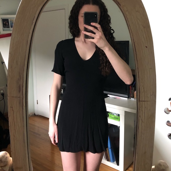 Aritzia Wilfred Free Black Mini Dress w Tie Back - Picture 1 of 4